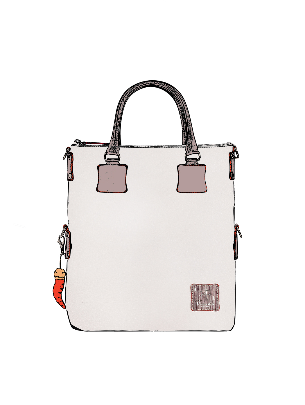 Large Tote Bag Leather White - Handmade in Italy