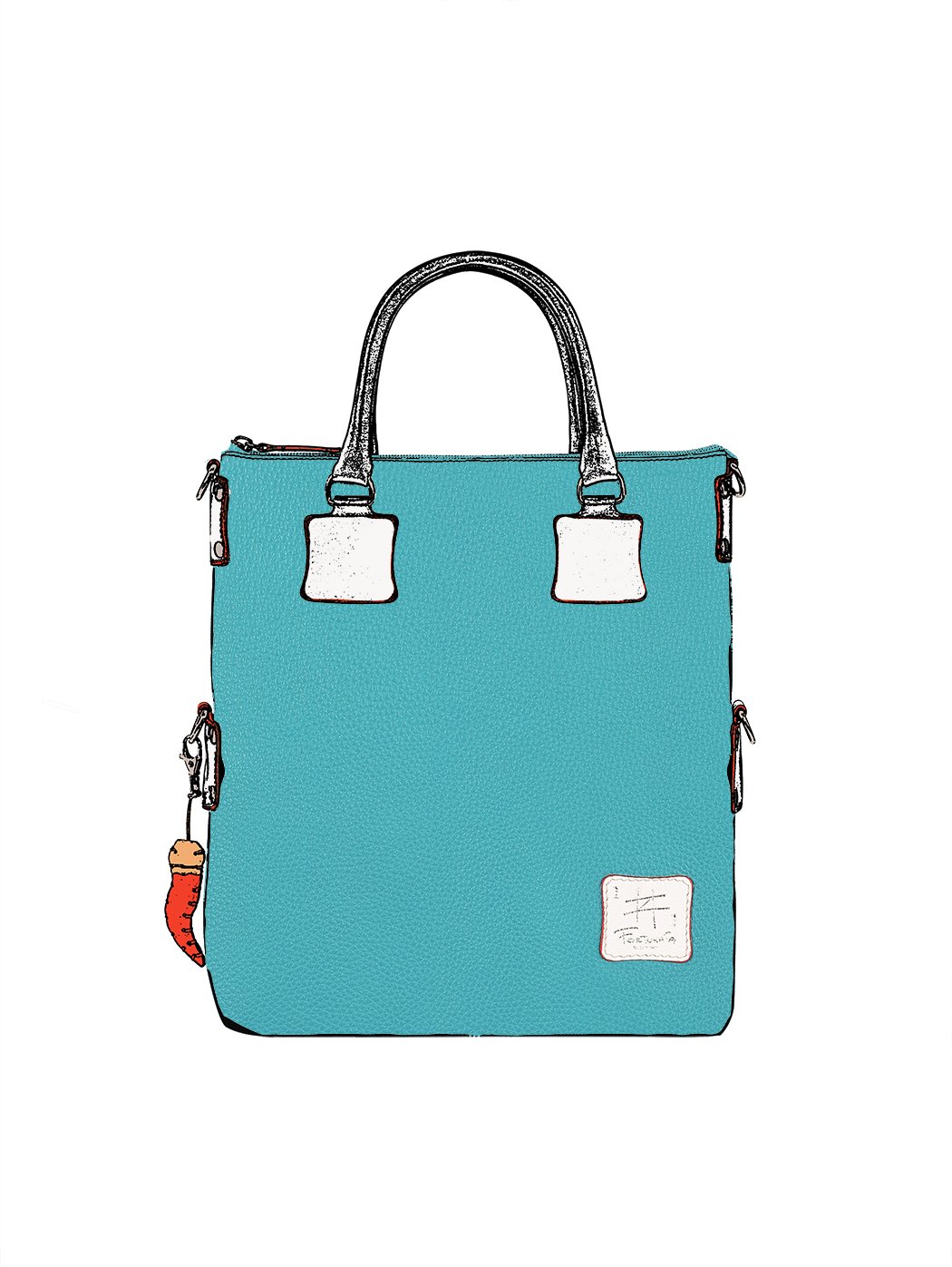 Large Tote Bag in Leather Sky Blue - Handmade in Italy