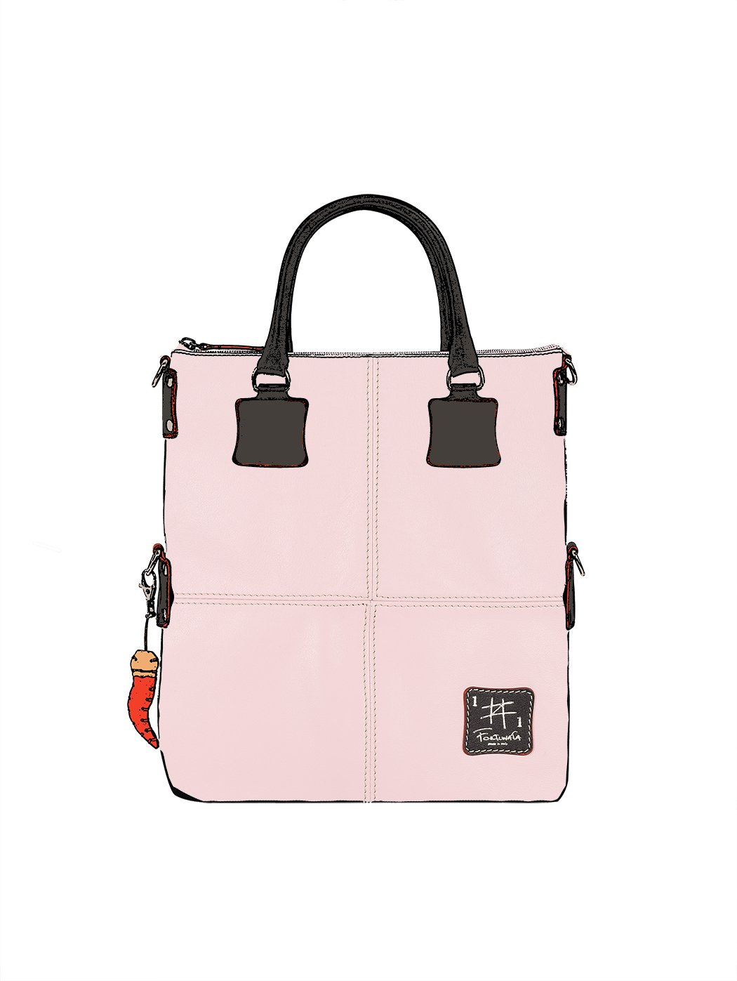 Large Tote Bag Leather Pink - Handmade in Italy