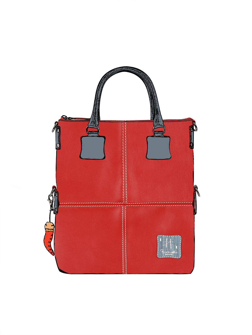 Large Tote Bag in Leather Red - Handmade in Italy
