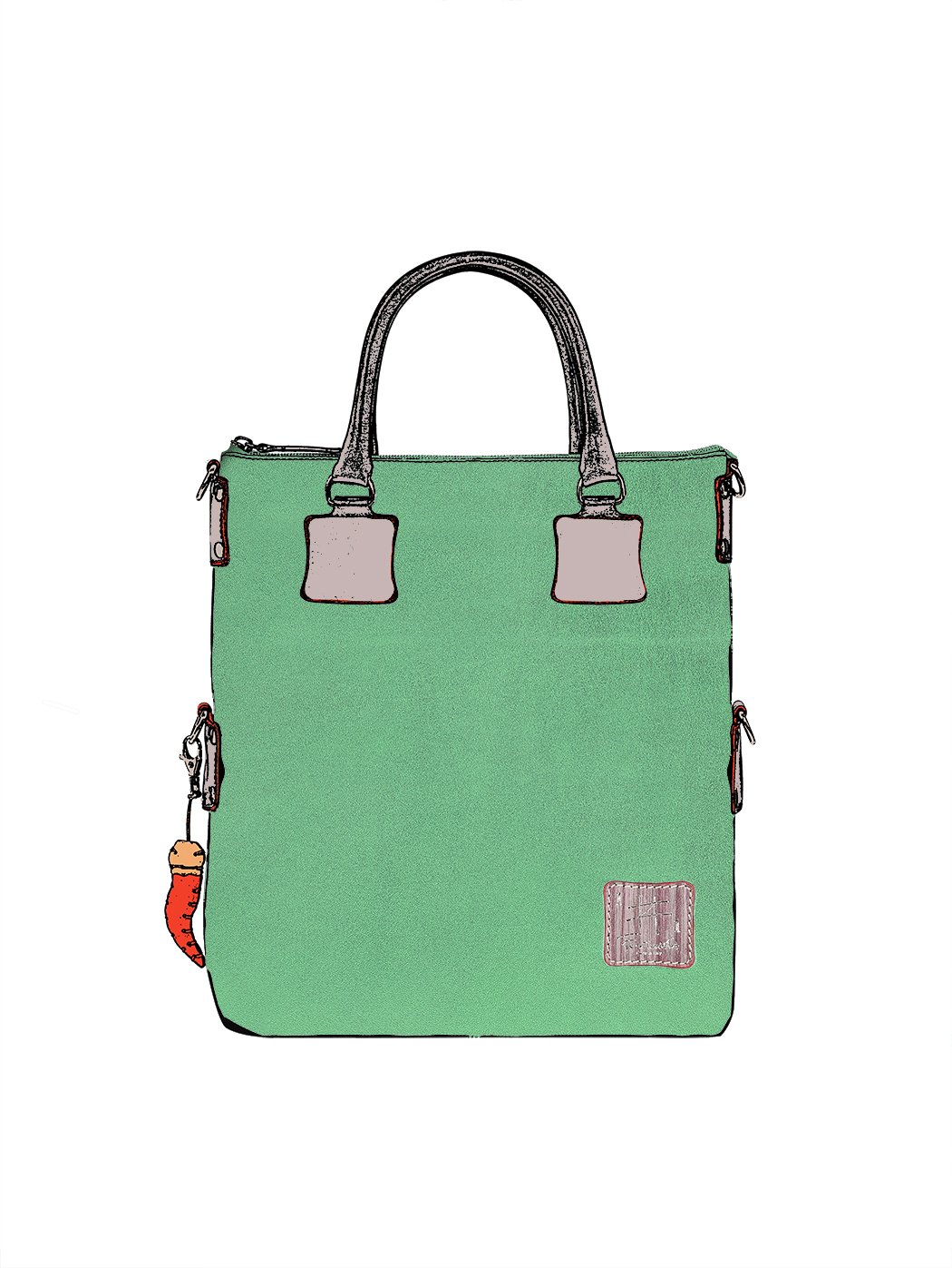Large Tote Bag Leather Green - Handmade in Italy