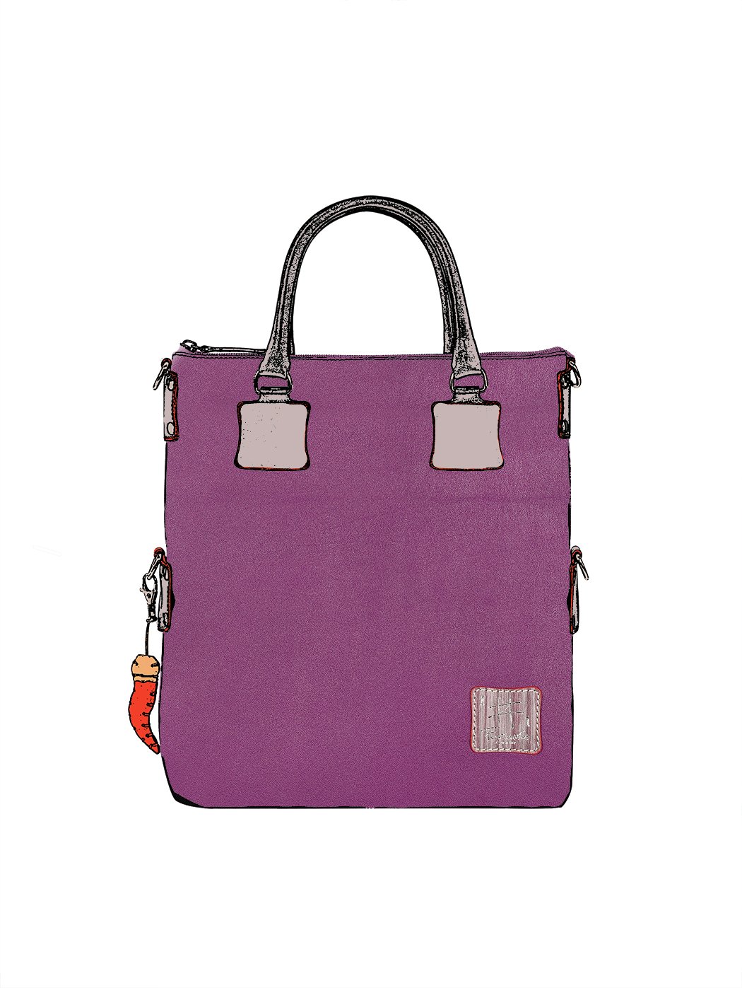 Large Tote Bag in Leather Purple - Handmade in Italy
