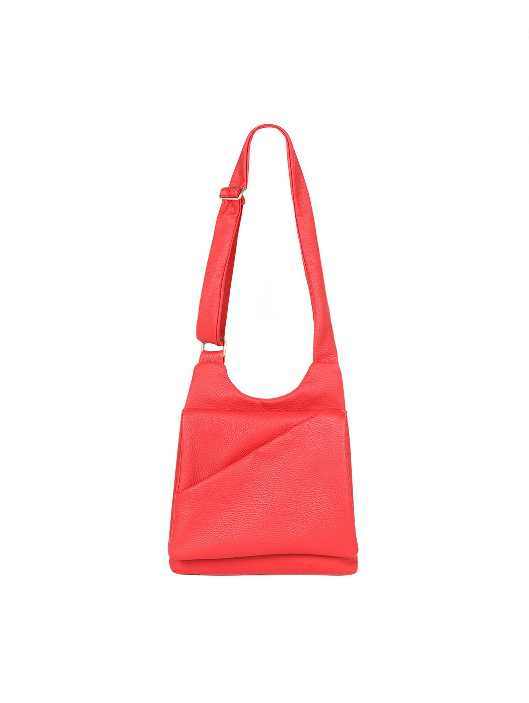 Crossbody Asymmetric Flap Deerskin Leather Bag Red