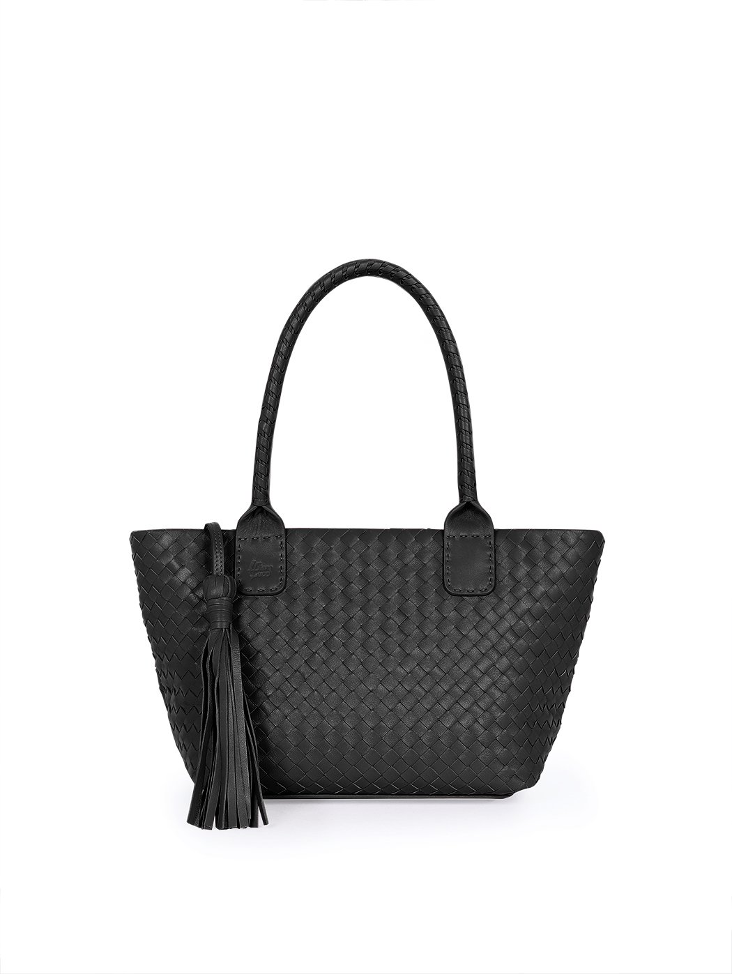 Кожаная плетеная сумка – тоут коллекции Intrecci черного цвета