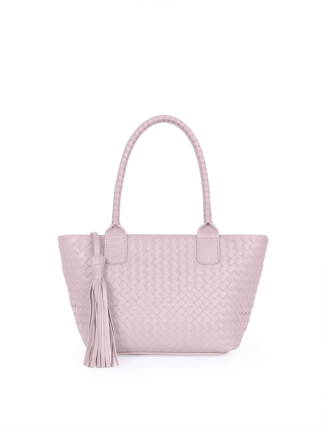 Medium Top Handle Woven Leather Shoulder Tote Pink