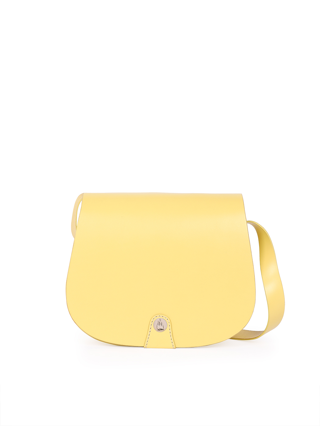 Кожаная сумка кросс – боди лимонного цвета