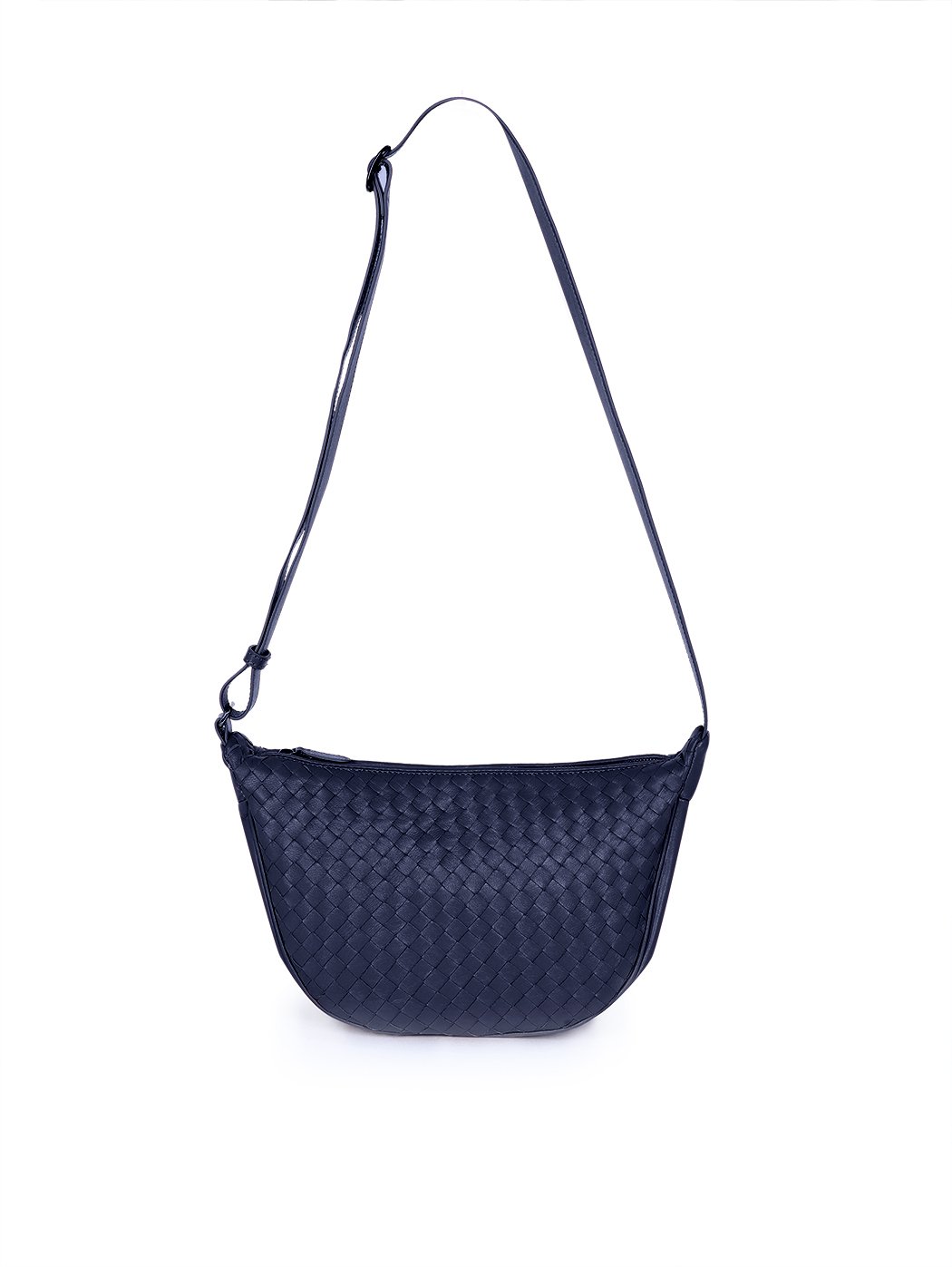 Плетеная сумка – полумесяц коллекции Intrecci синего цвета