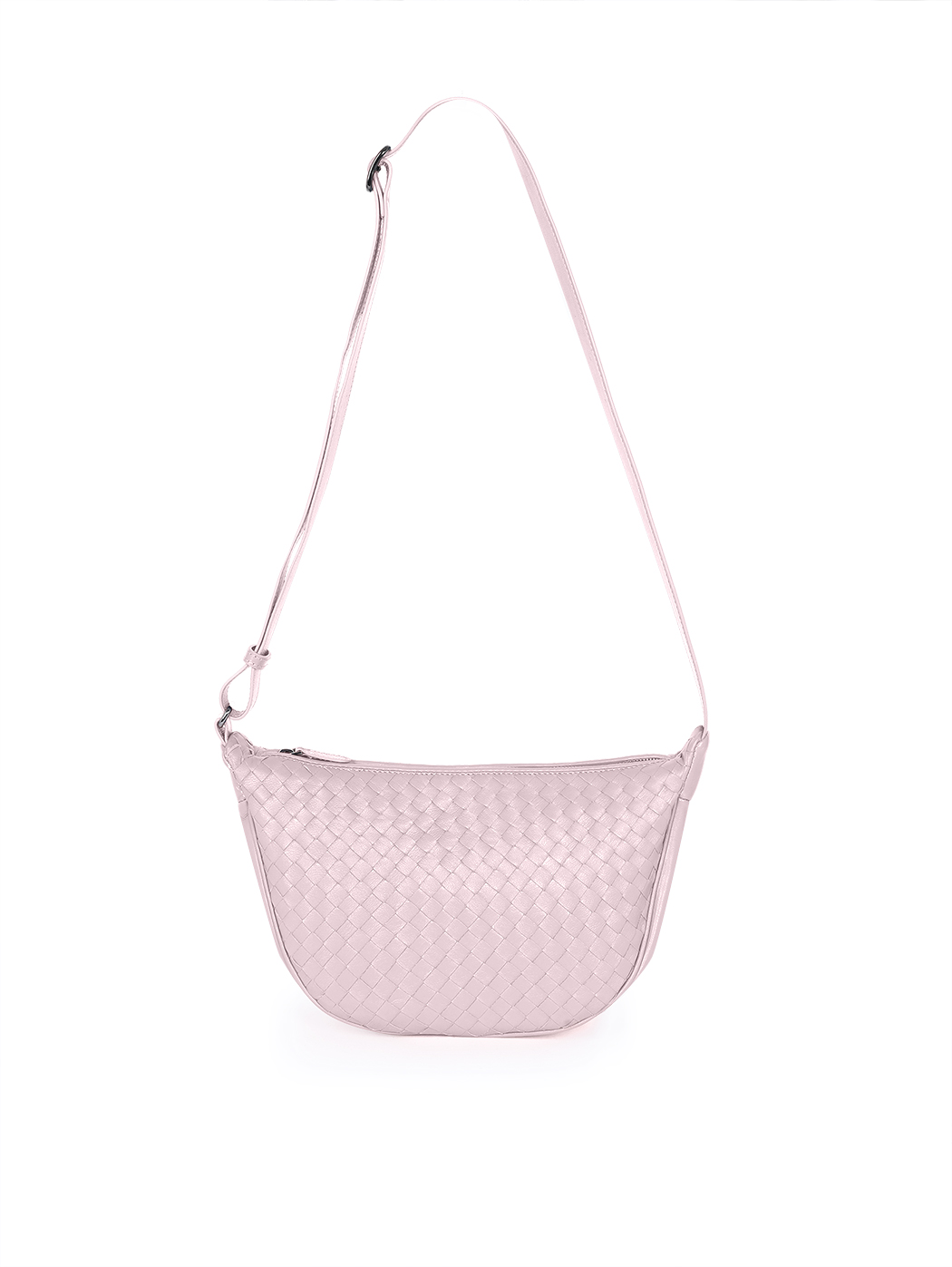 Плетеная сумка – полумесяц коллекции Intrecci розового цвета