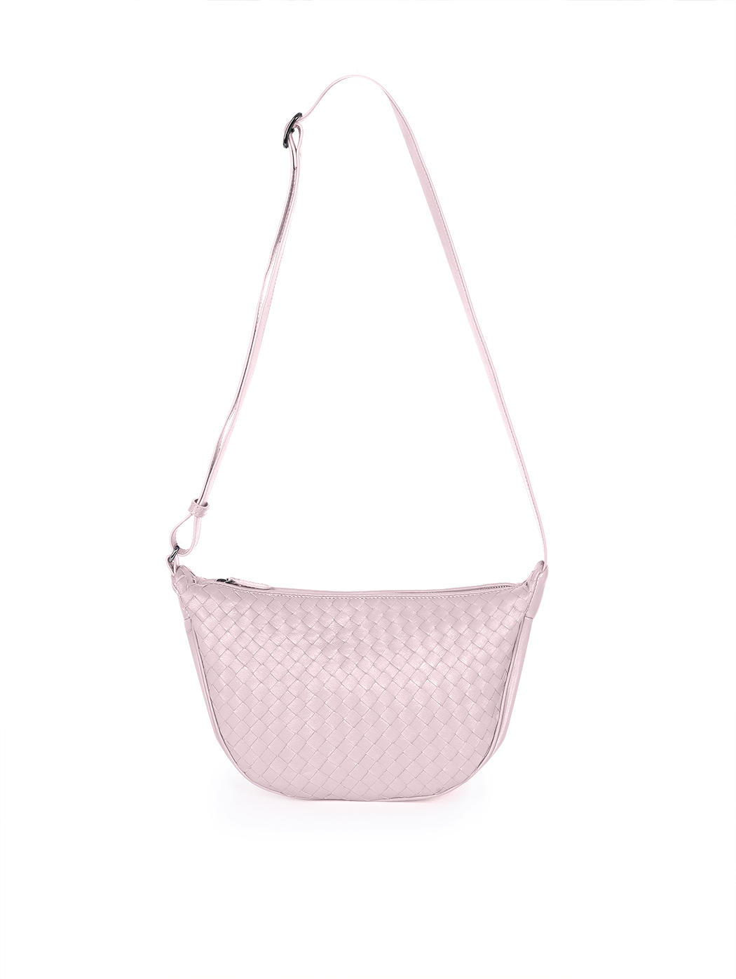 Crescent Moon Crossbody Intrecciato Weave Shoulder Bag Pink