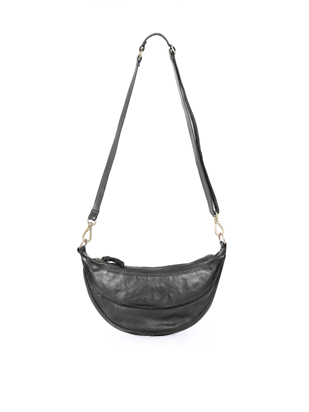 Borsa mezzaluna in pelle Nero