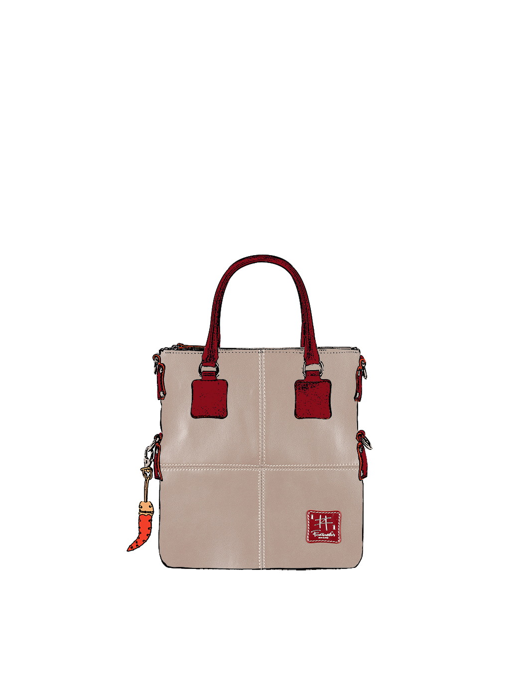 Small Handbag - Leather Tote Bag in Beige