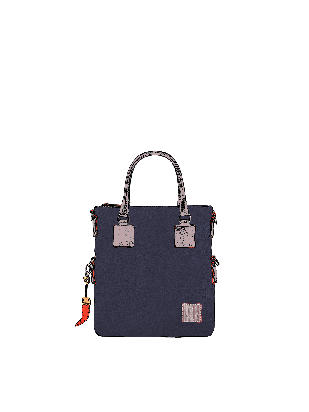 Mini Me Bag Leather Solid Color Tote - Blu