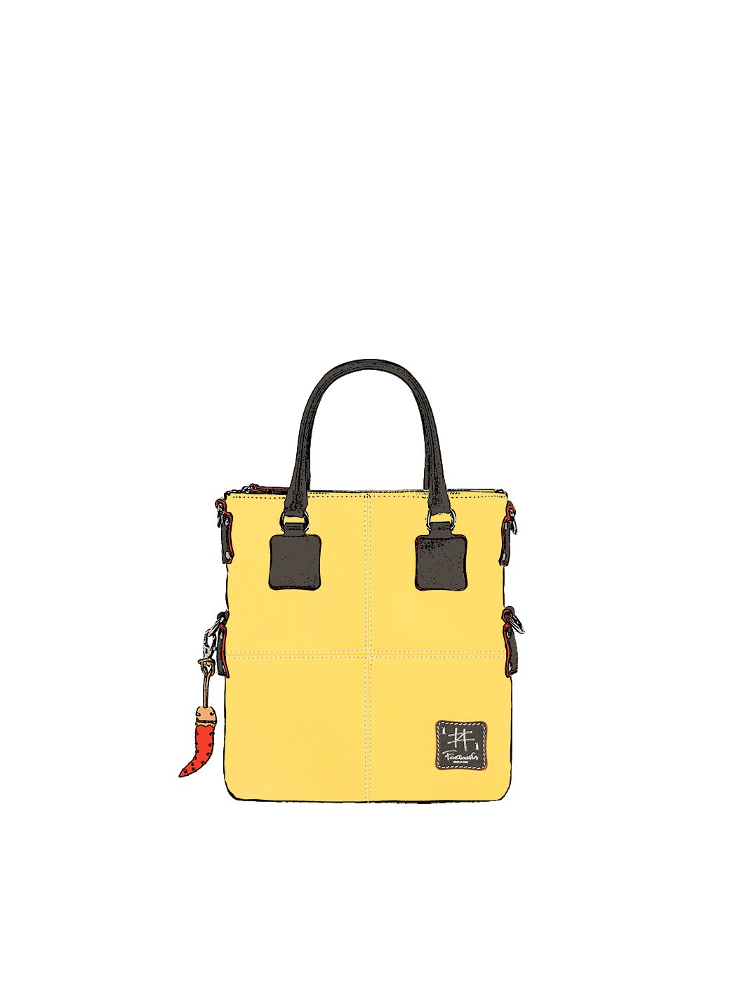 Small Handbag - Leather Tote Bag in Yellow