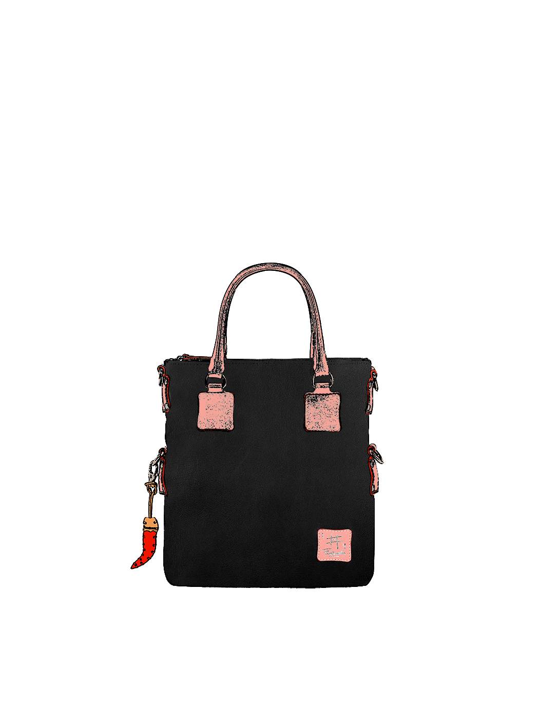 Small Leather Tote Handbag, Solid Color Black