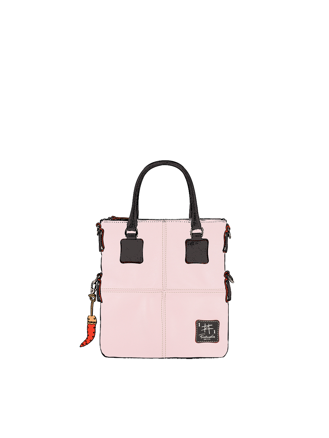 Borsa mini Shopper in pelle Rosa a spalla e tracolla rimovibile