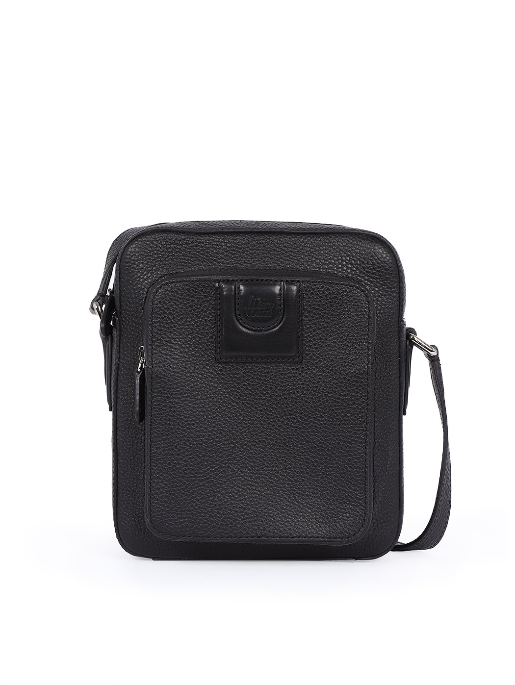Crossbody Double Pocket Leather Bag Black