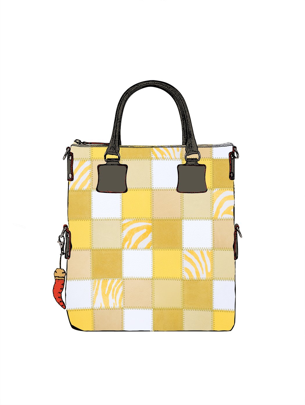 Leather Patchwork Tote Bag - Shades of Yellow