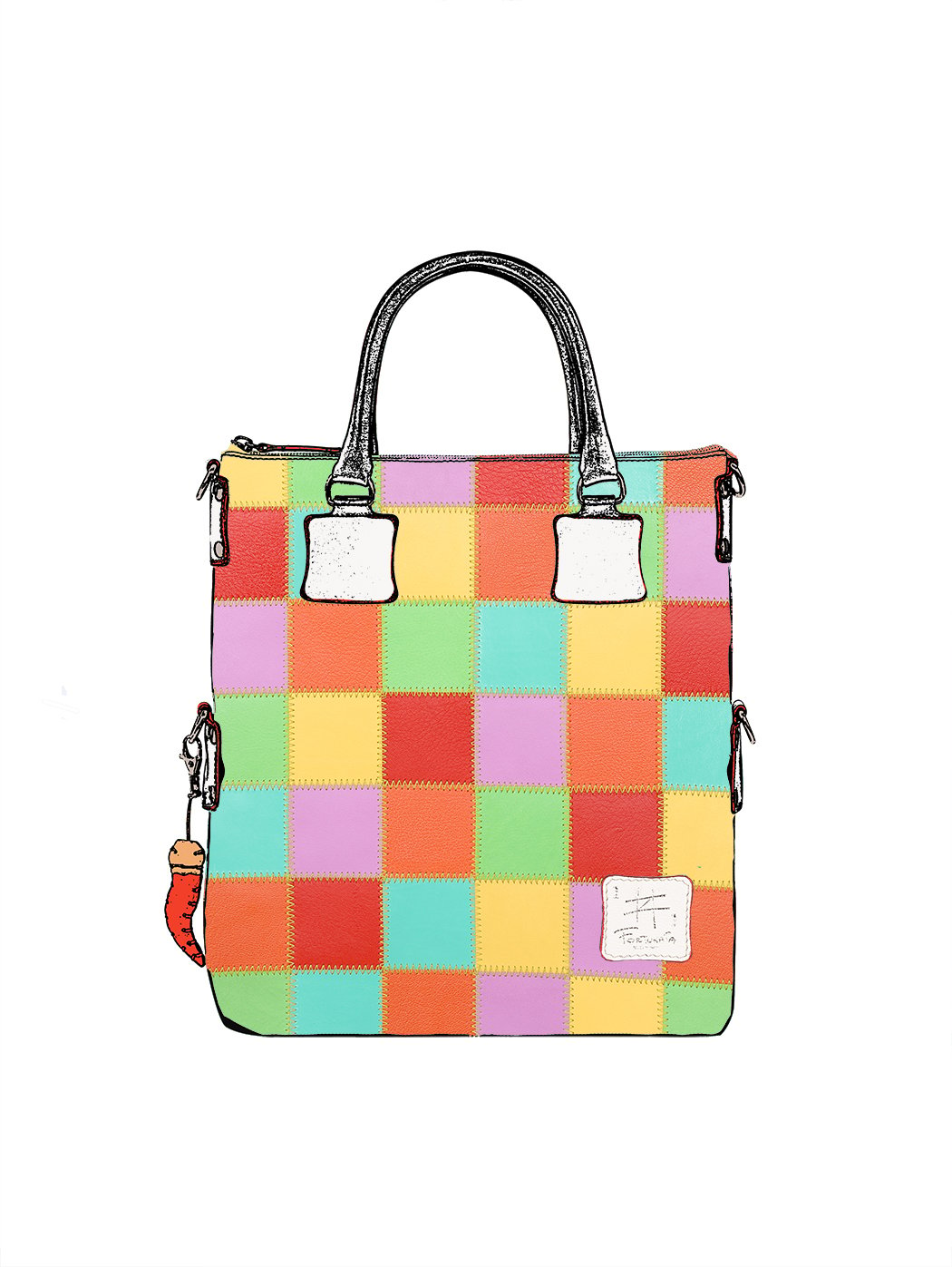 Дизайнерская многоцветная сумка из коллекции Fortunata в стиле пэчворк 