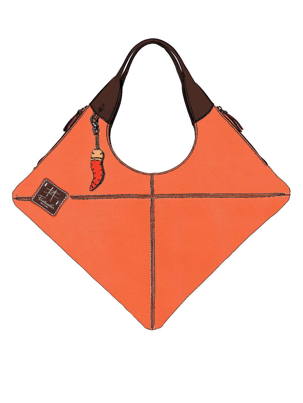Дизайнерская сумка ромб из коллекции Fortunata оранжевого цвета