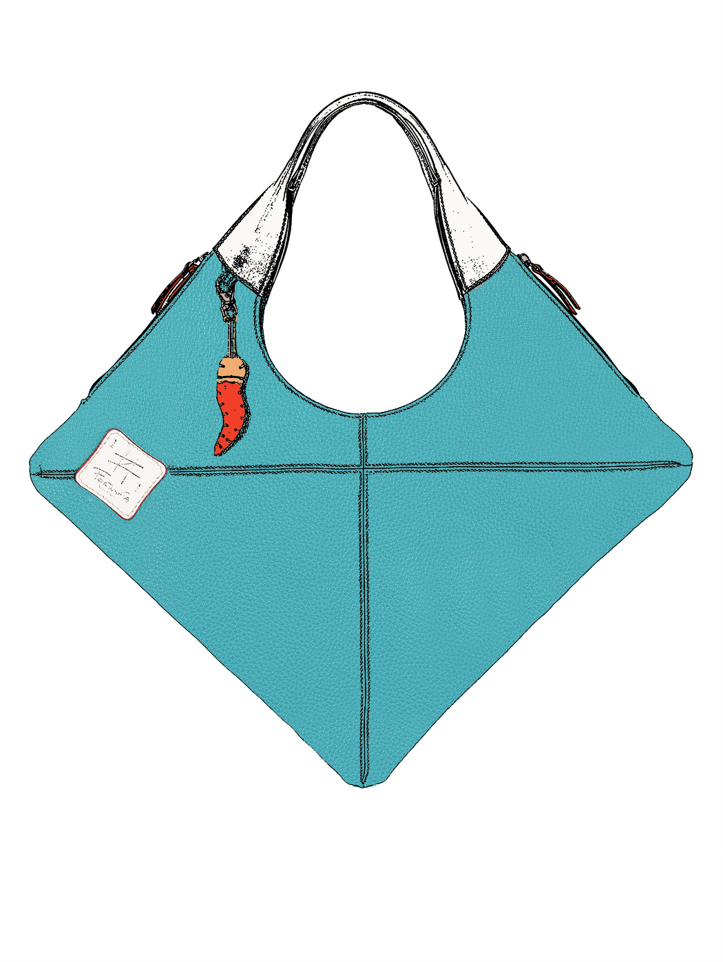 Leather Rhombus Shoulder Bag Light Blue - Fortunata