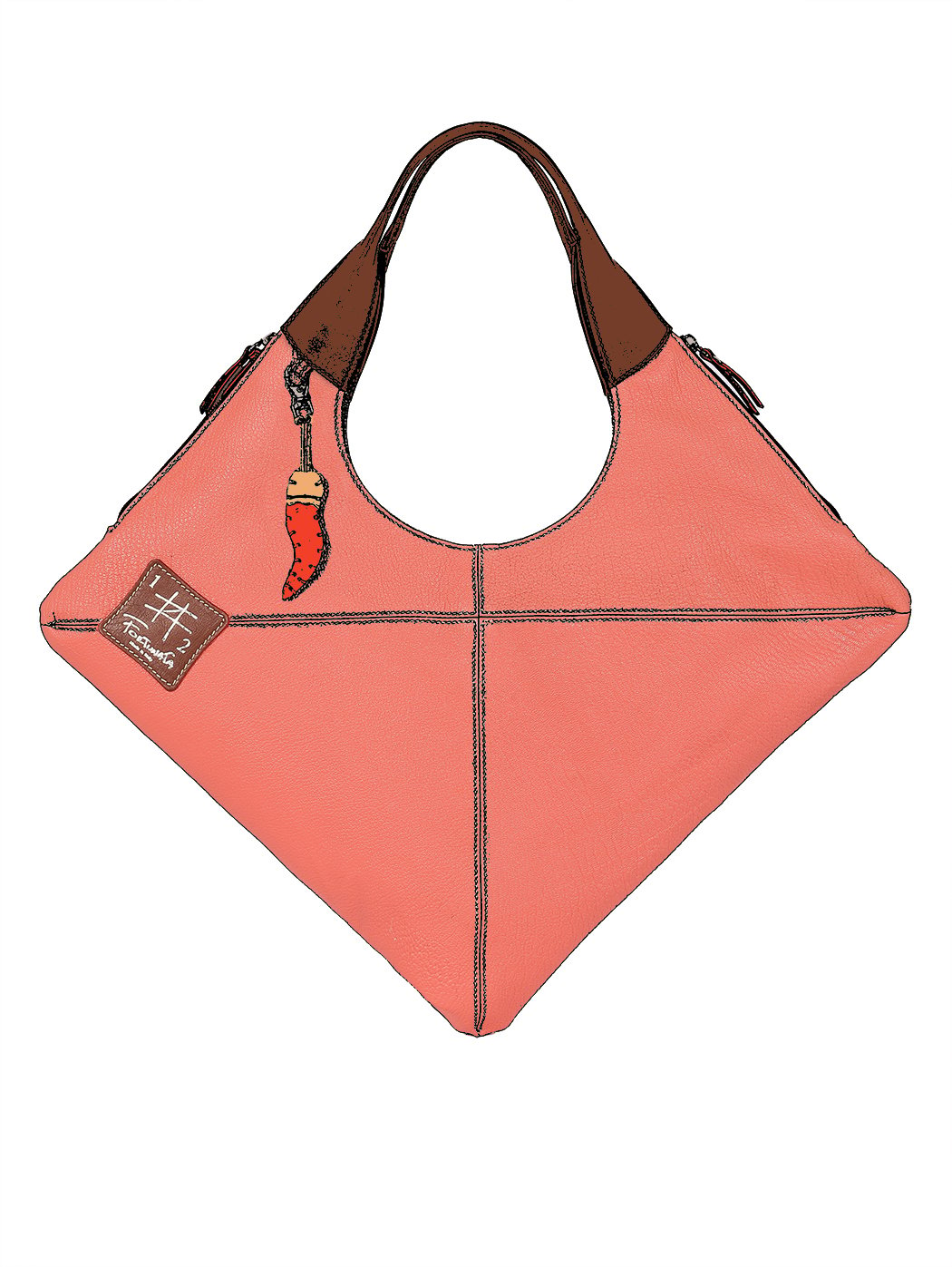 Leather Rhombus Shoulder Bag Pink - Fortunata