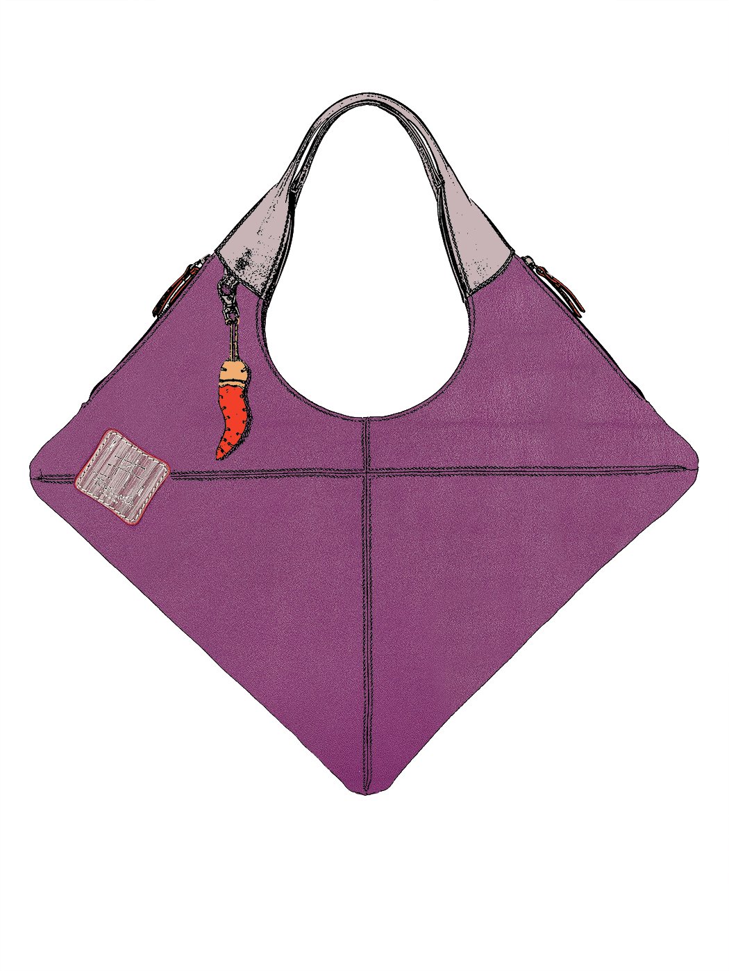 Leather Rhombus Shoulder Bag Purple - Fortunata