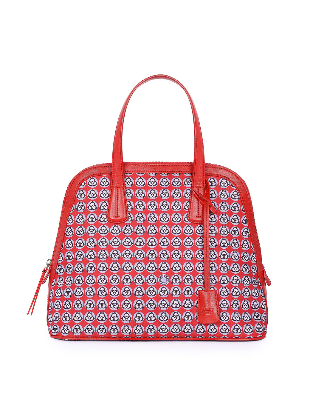 Zip-around Dome Satchel Handbag Red
