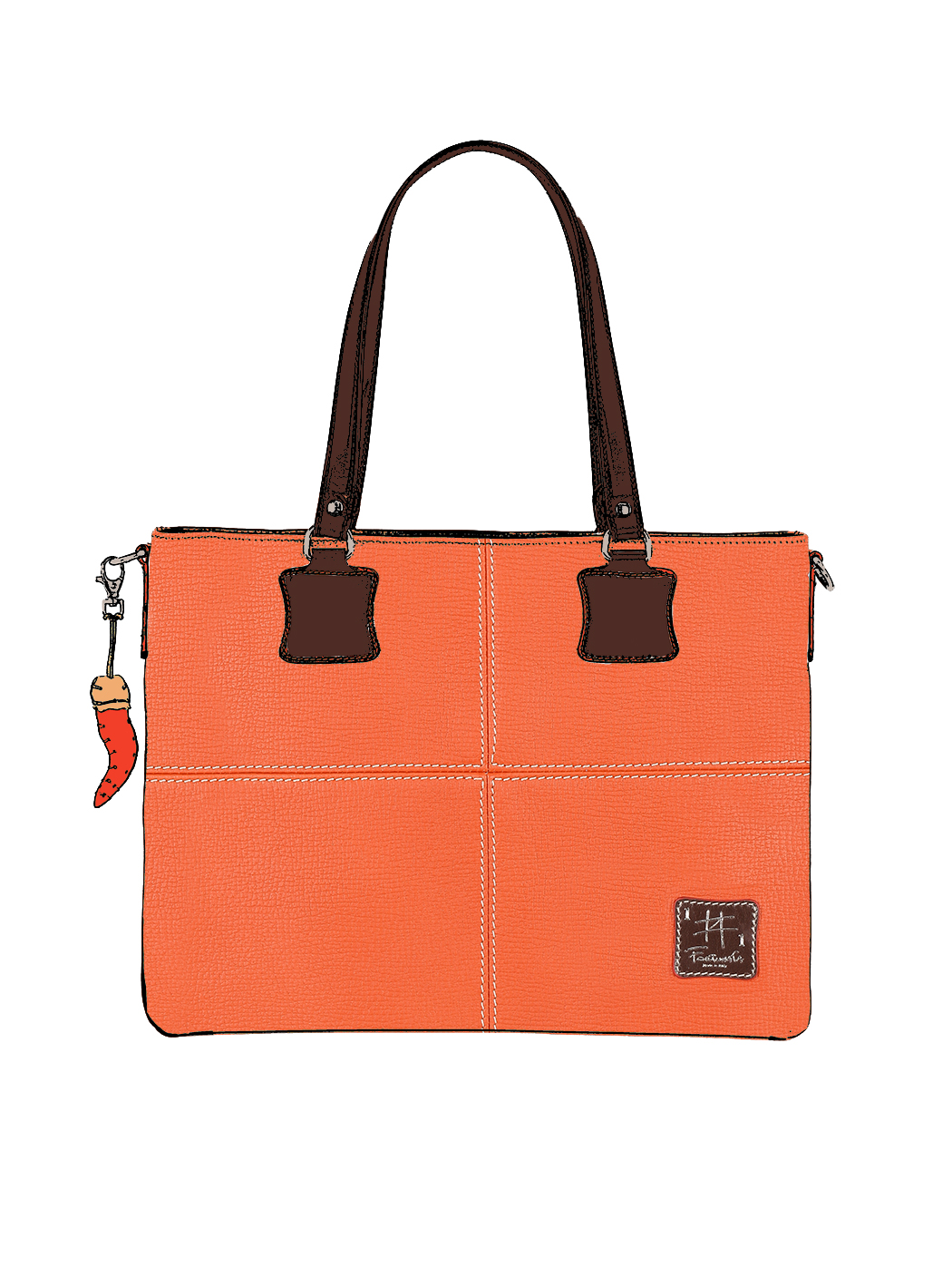 Дизайнерская сумка – шоппер из коллекции Fortunata оранжевого цвета