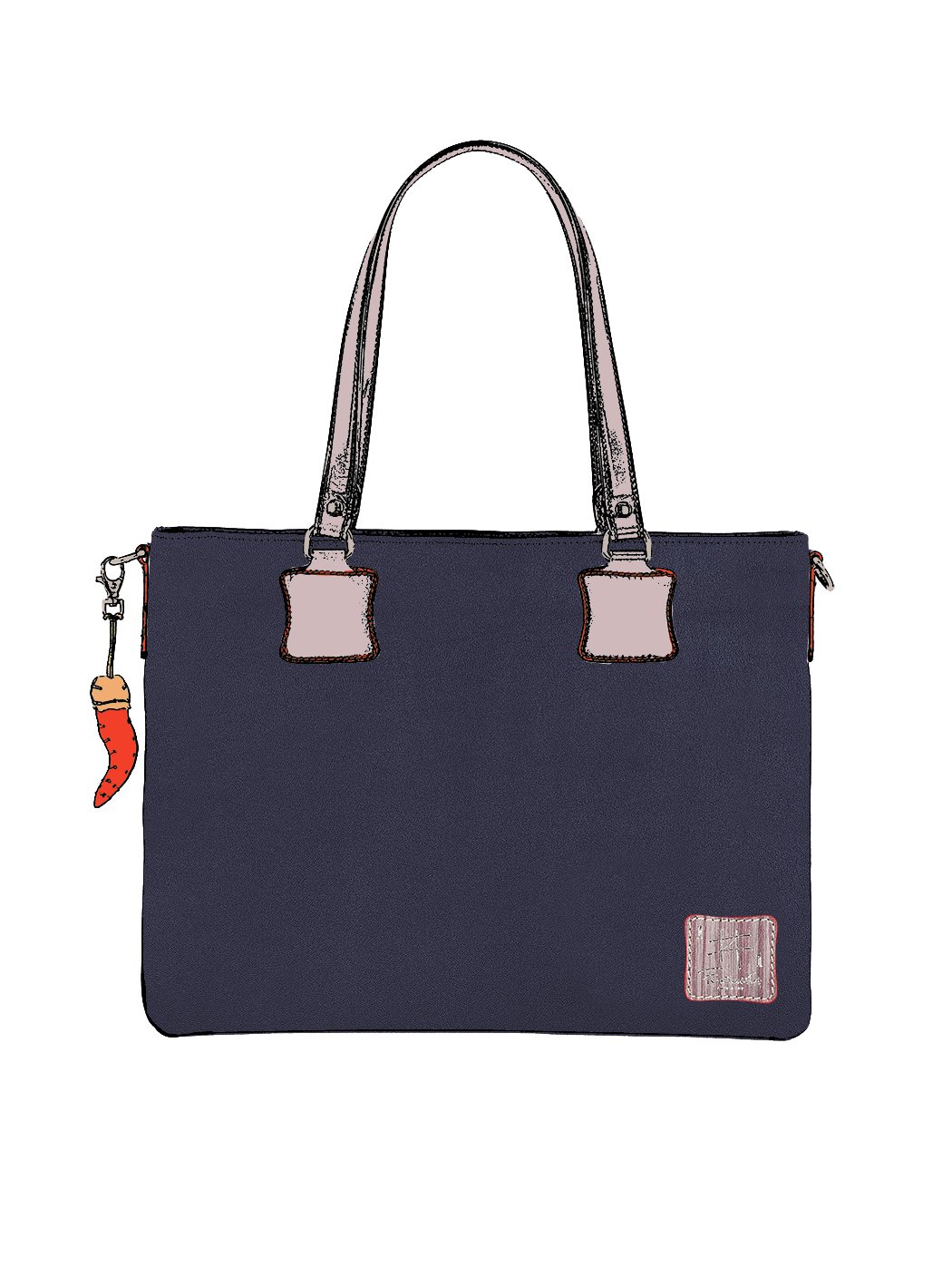 Shoulder Tote Bag Leather Blue - Handmade in Italy