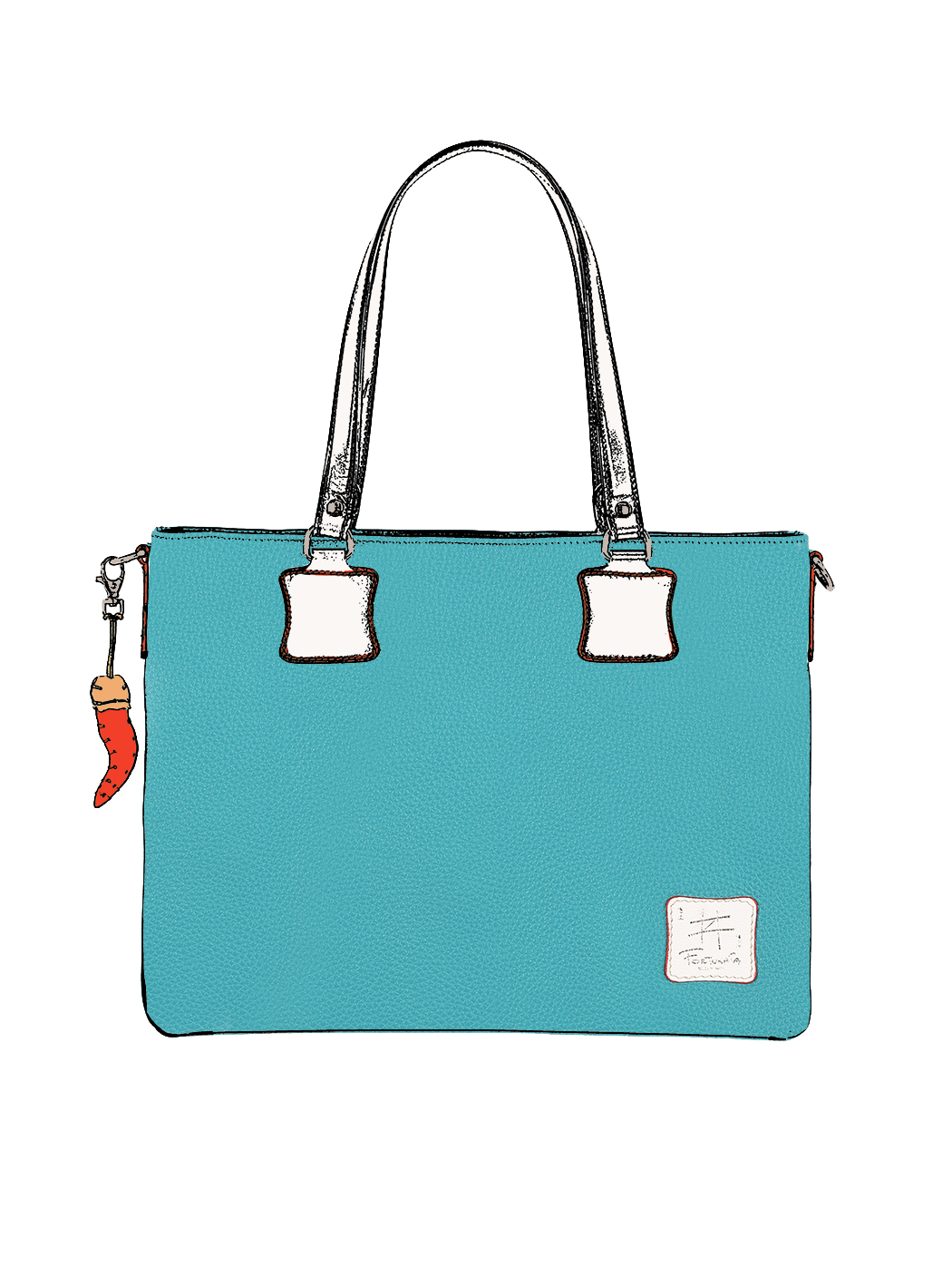 Shoulder Tote Bag Leather Light Blue - Handmade in Italy