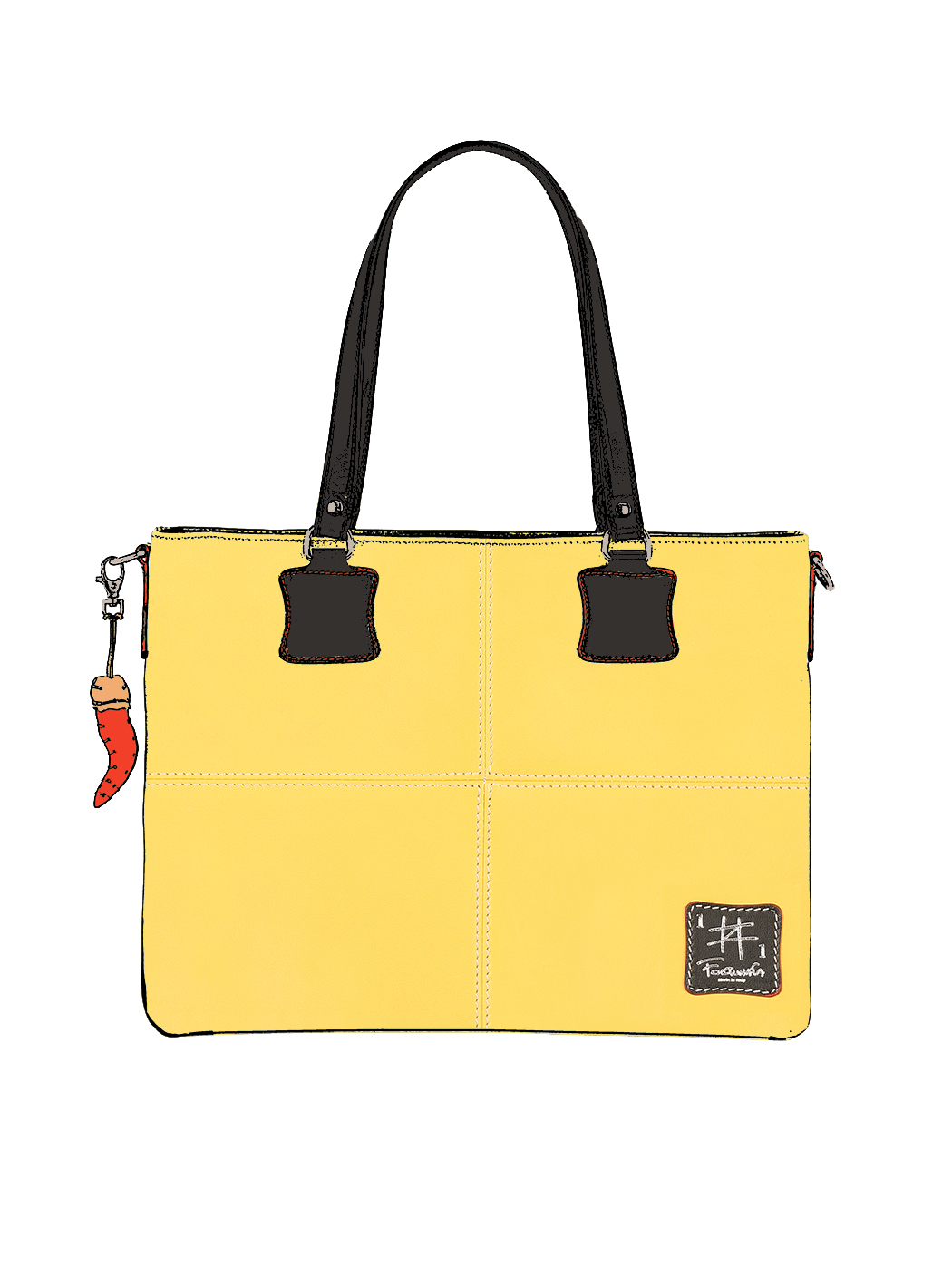 Shoulder Tote Bag Leather Yellow - Handmade in Italy