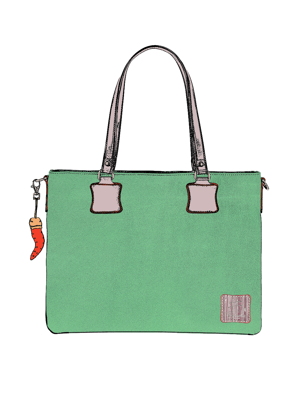 Shoulder Tote Convertible Bag Green - Handmade in Italy