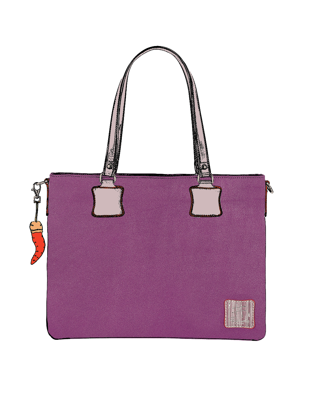 Shoulder Tote Bag Leather Purple - Handmade in Italy