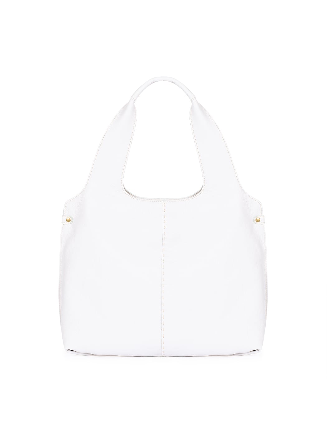 Midi Hobo Deerskin Leather Shoulder Bag White