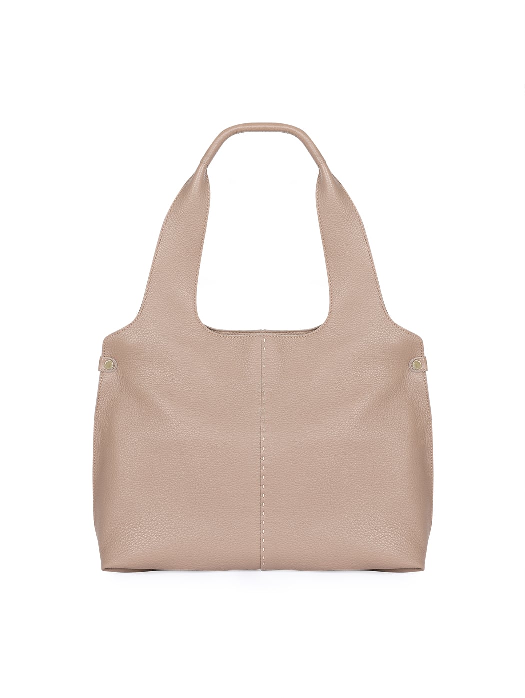 Midi Hobo Deerskin Leather Shoulder Bag Taupe