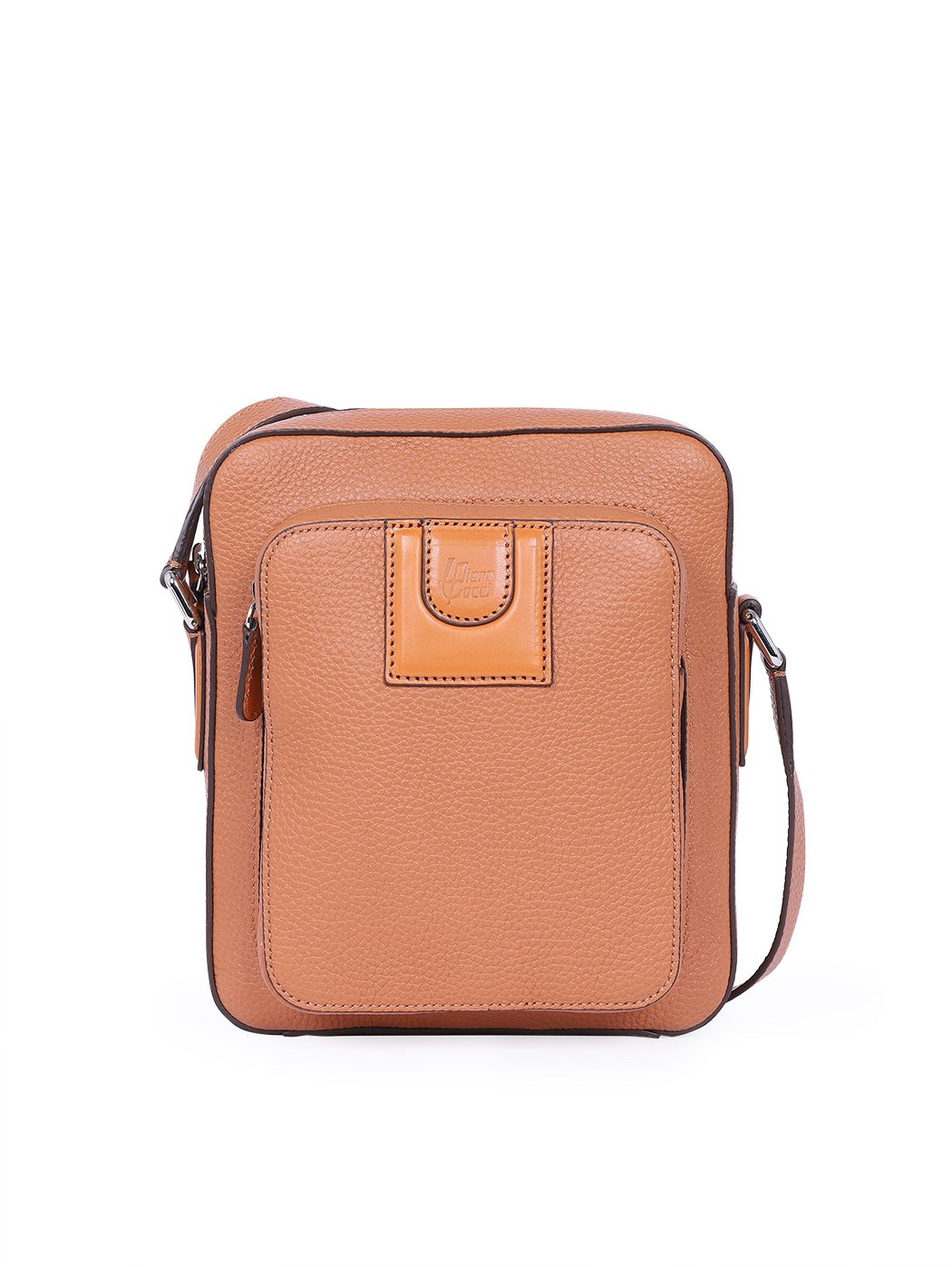 Crossbody Double Pocket Leather Bag Tobacco
