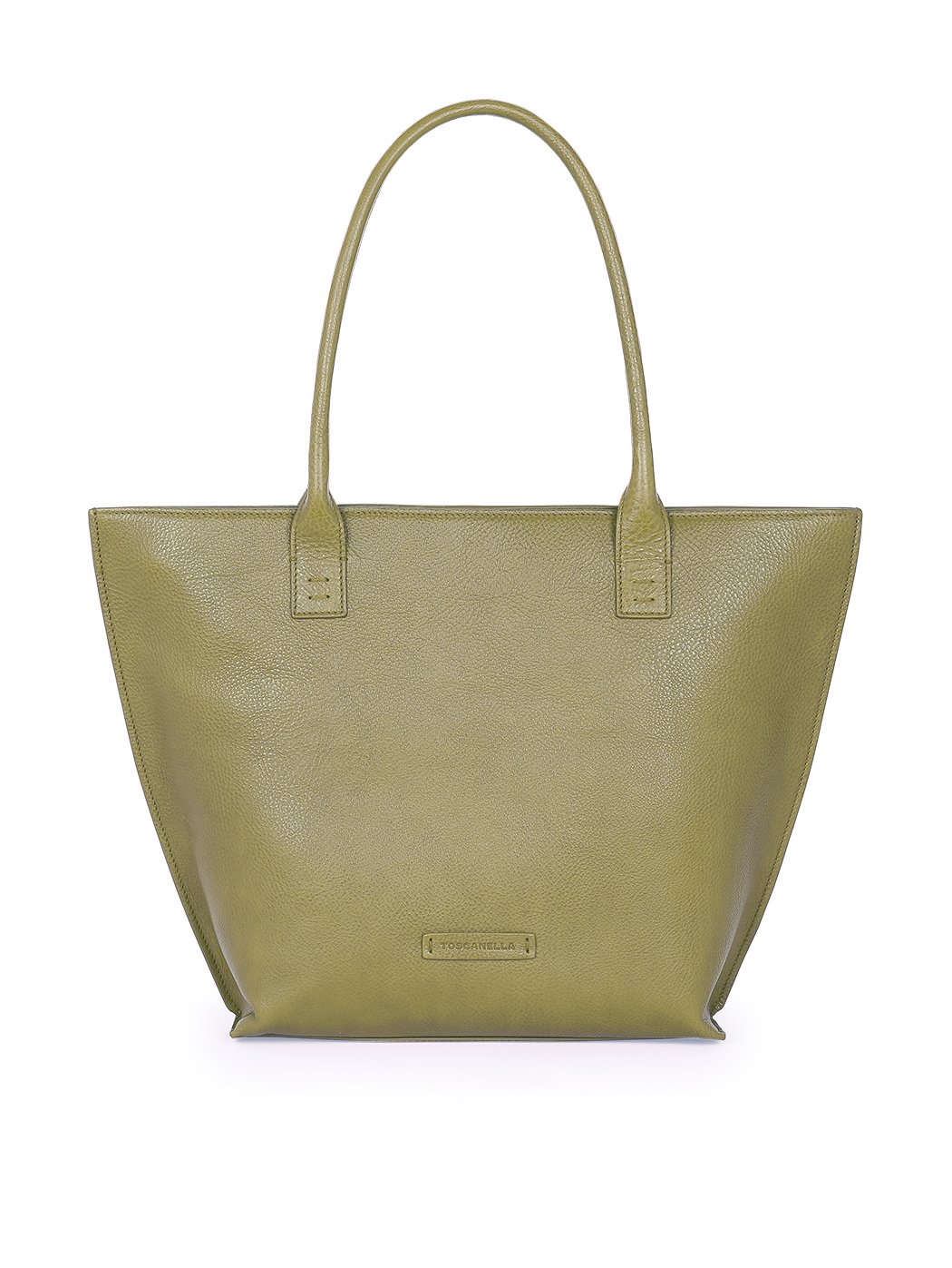 Большая женская сумка тоут из кожи оливковый зеленый
