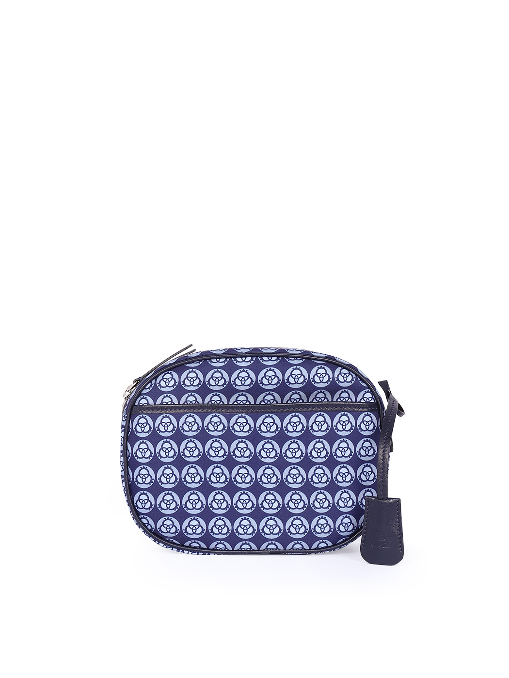 Compact Nylon Leather Crossbody Blue