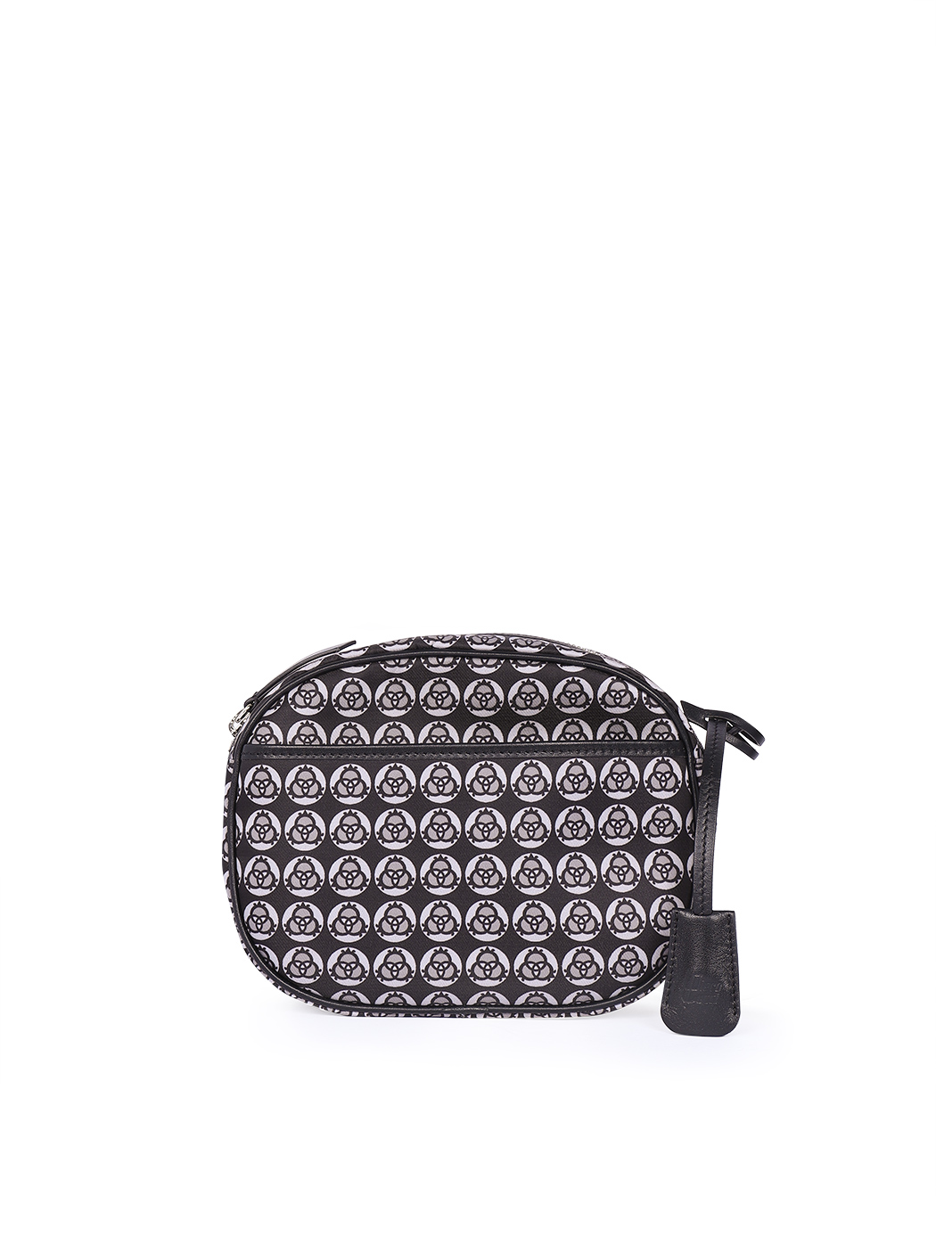 Compact Nylon Leather Crossbody Black