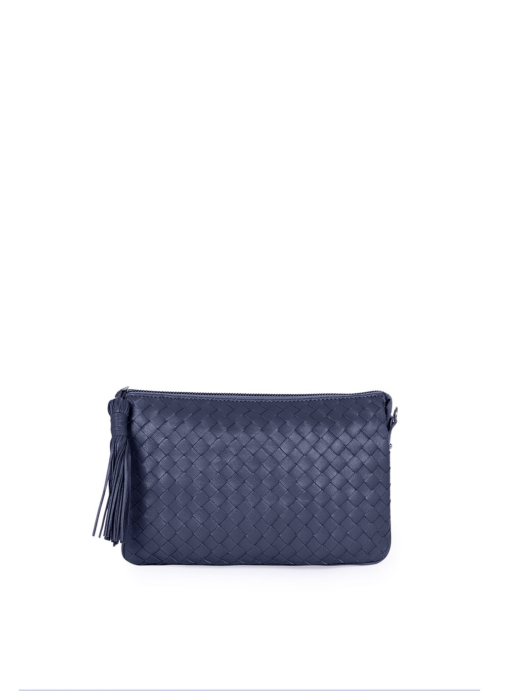 Плетеная сумка – клатч со съемным ремнем коллекции Intrecci синего цвета