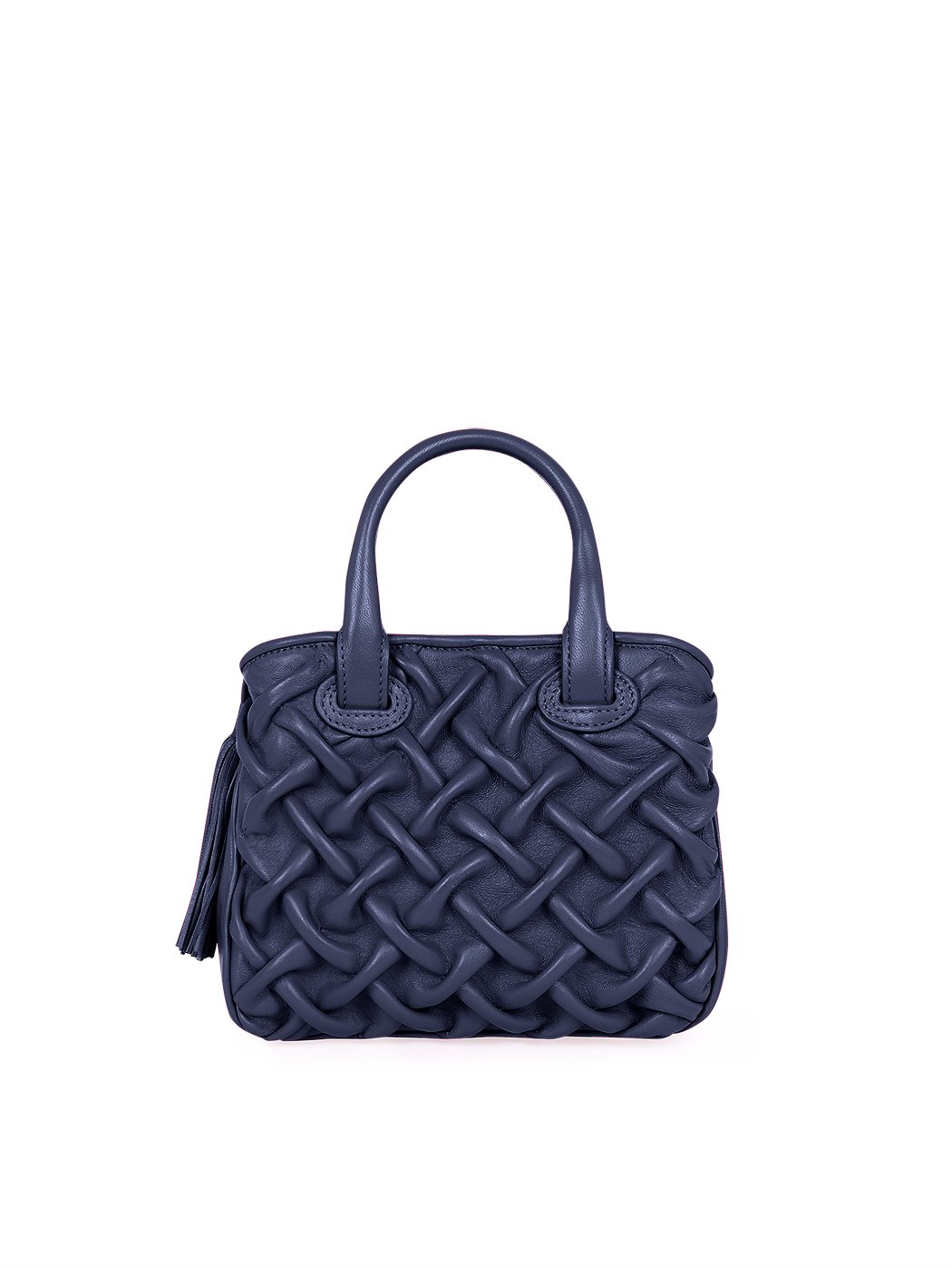 Convertible Top Handle Quilted Weave Leather Crossbody Blue