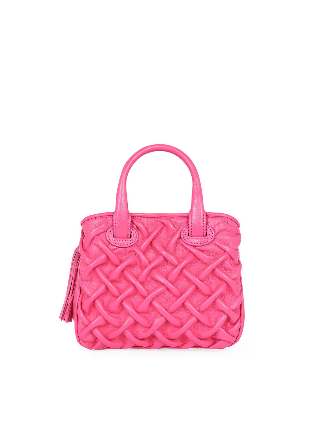Convertible Top Handle Puffer Quilted Leather Crossbody Fuchsia