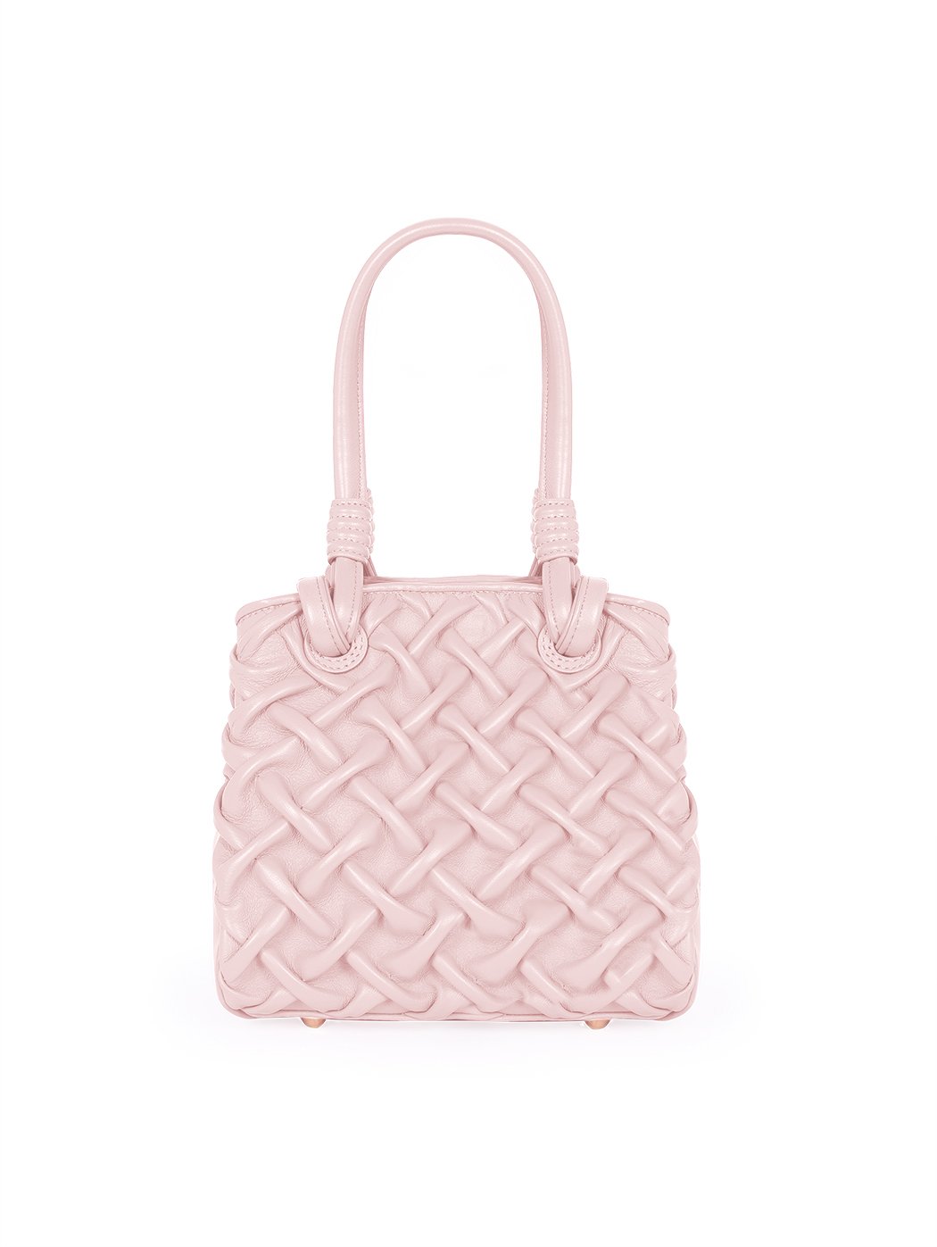 Top Handle Crossbody Quilted Weave Leather Purse Pink