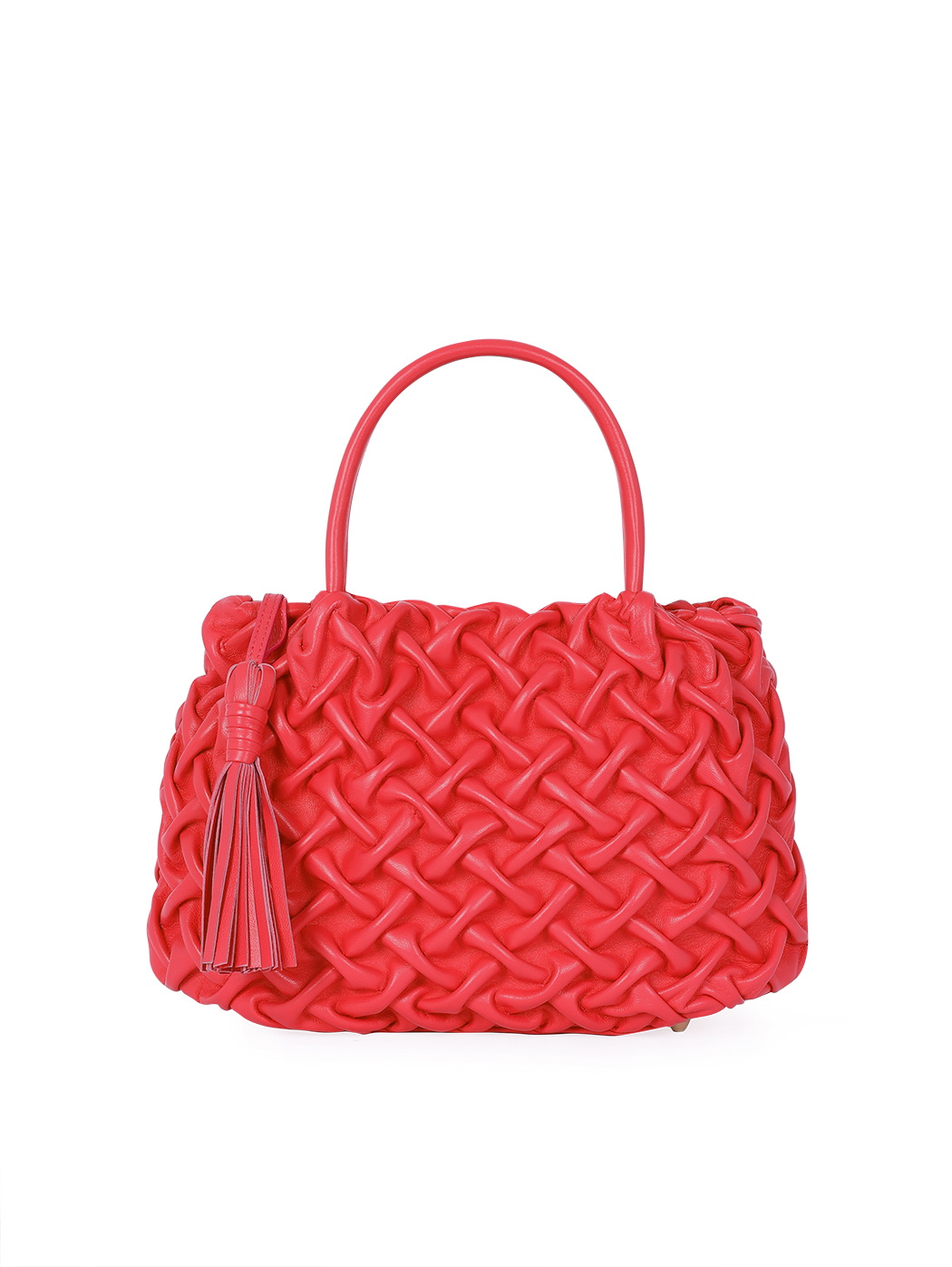 Top Handle Small Smock Leather Bag Red