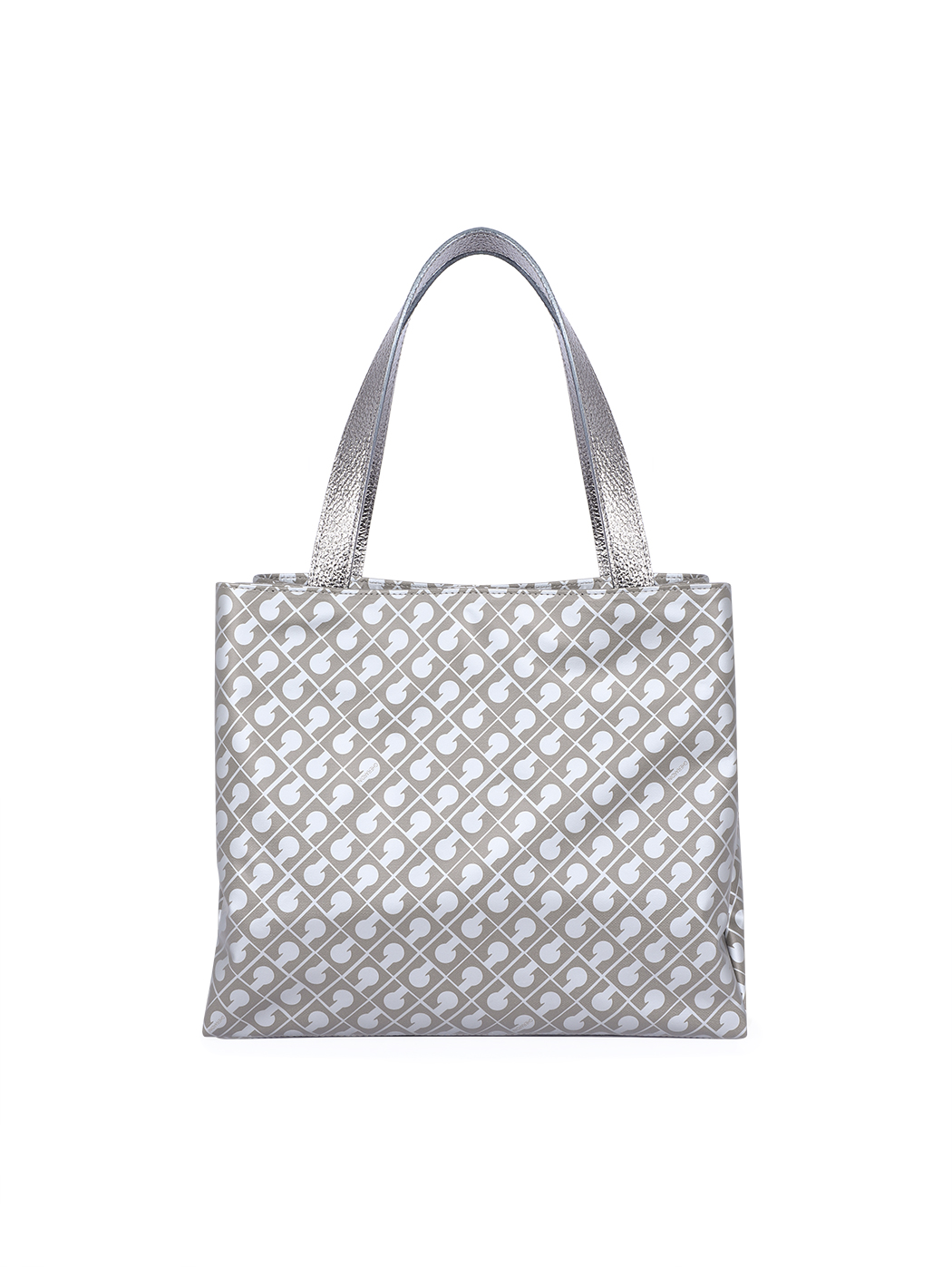 Geometric Line Softy Fabric Maxi Satchel Dark Silver