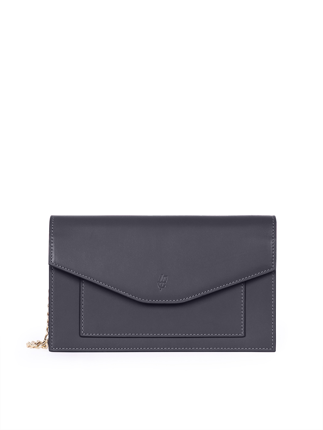 Клатч-конверт с убирающейся цепочкой из кожи Бараниль, синего цвета
