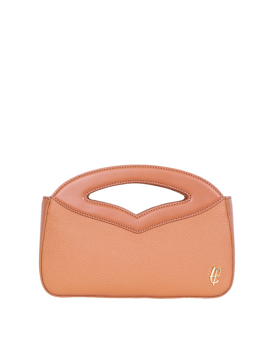 Top Handle Leather Clutch Onorata Tobacco Brown