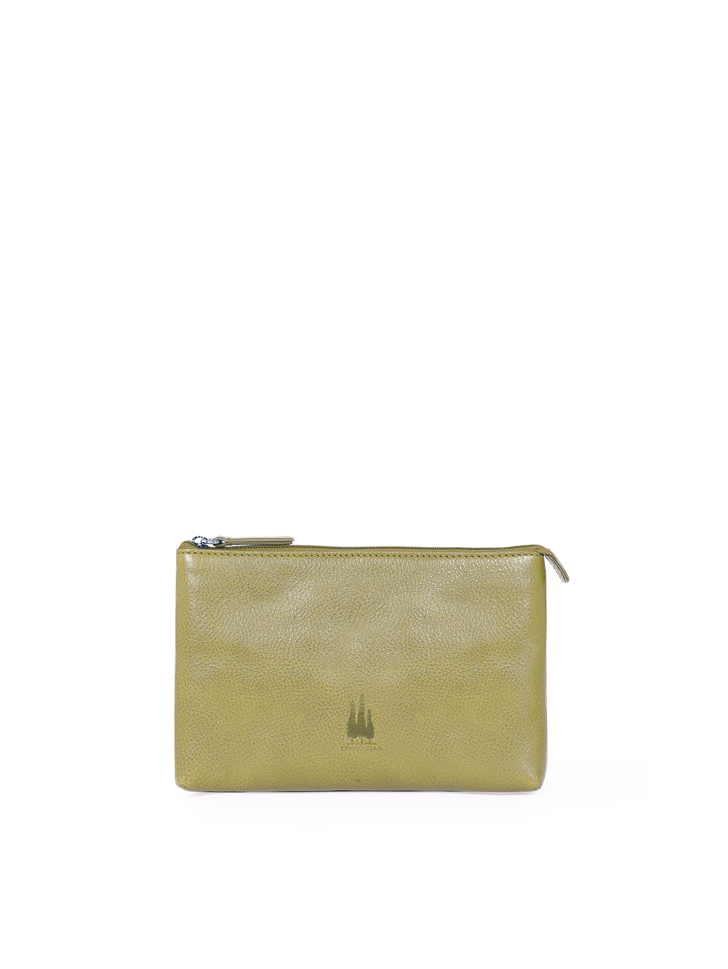 Small Travel Pouch in Leather Olive green