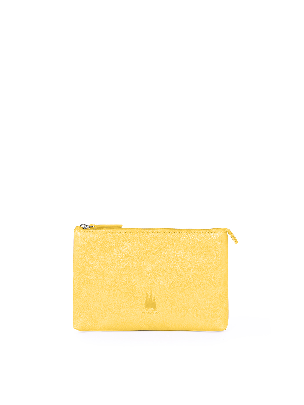 Small Travel Pouch in Leather Saffron