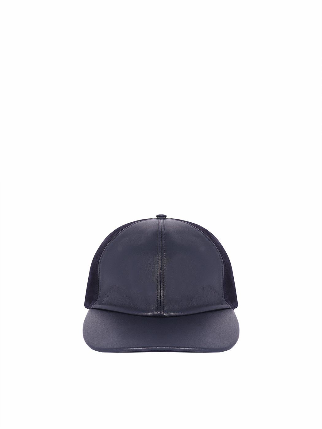 Blue Baseball hat in leather and suede